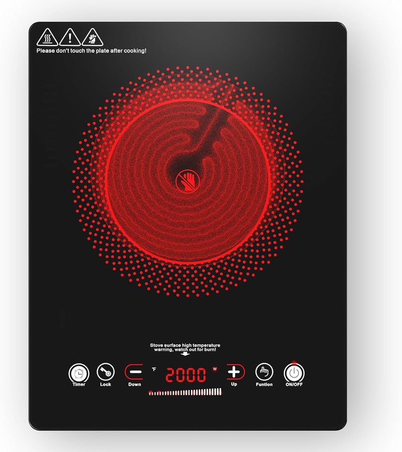 Bgk Single Burner Electric Cooktop,110V 1800W Electric Stove Top with LED Touch Control,Single electric burner 9 Power Levels, 4 hTimer, Safety Lock,Overheat protection - Image 1